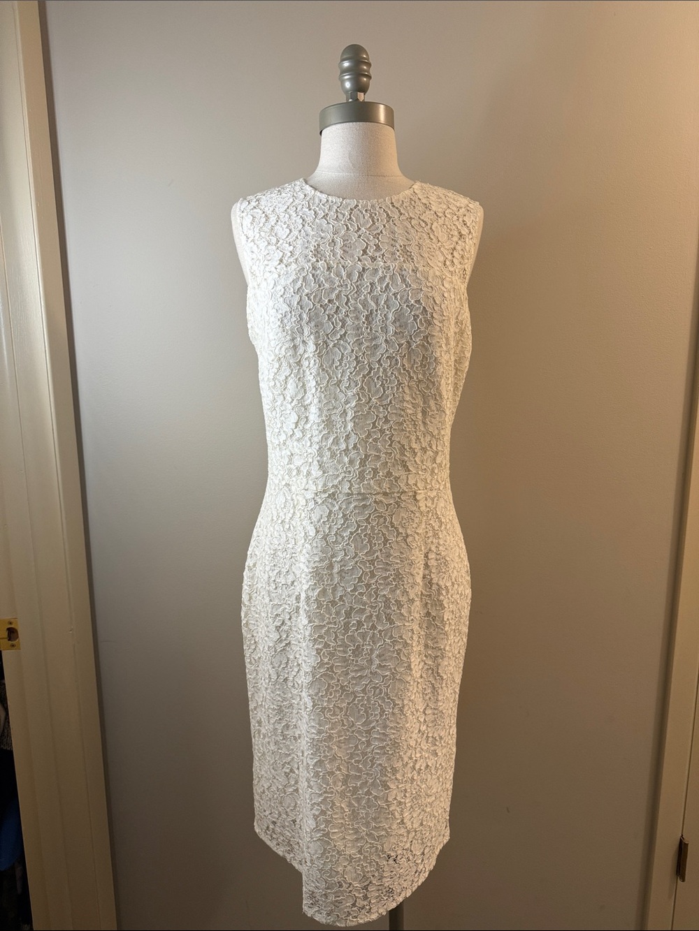 Hugo Boss  Cream Lace Midi Sheath Dress
